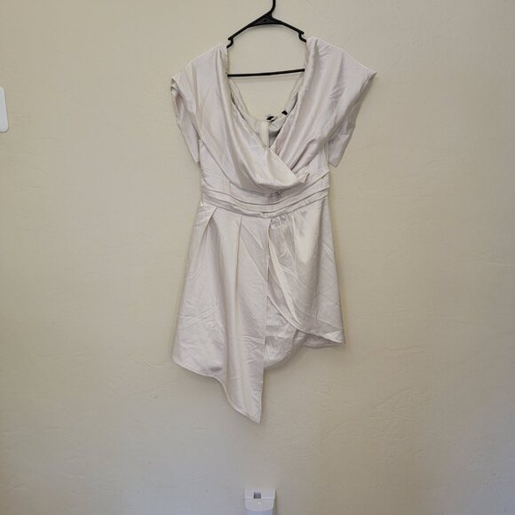 Lulus Champagne Always Celebrating Satin Off Shoulder Mini, #1421476, Sz XL, $56 - Picture 3 of 8
